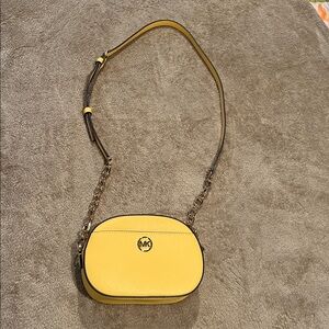 Michael Kors Yellow Leather Crossbody Bag with Chain Strap